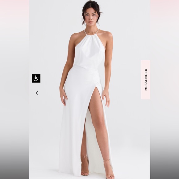 House of CB Zanab Thigh High Slit Open Back Satin Maxi Dress Ivory Cream 🤍 - Picture 16 of 16